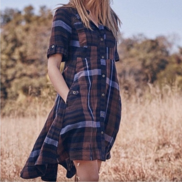 HOLDING HORSES Dresses & Skirts - Anthropologie Holding Horses Plaid Shirt Dress, size 4